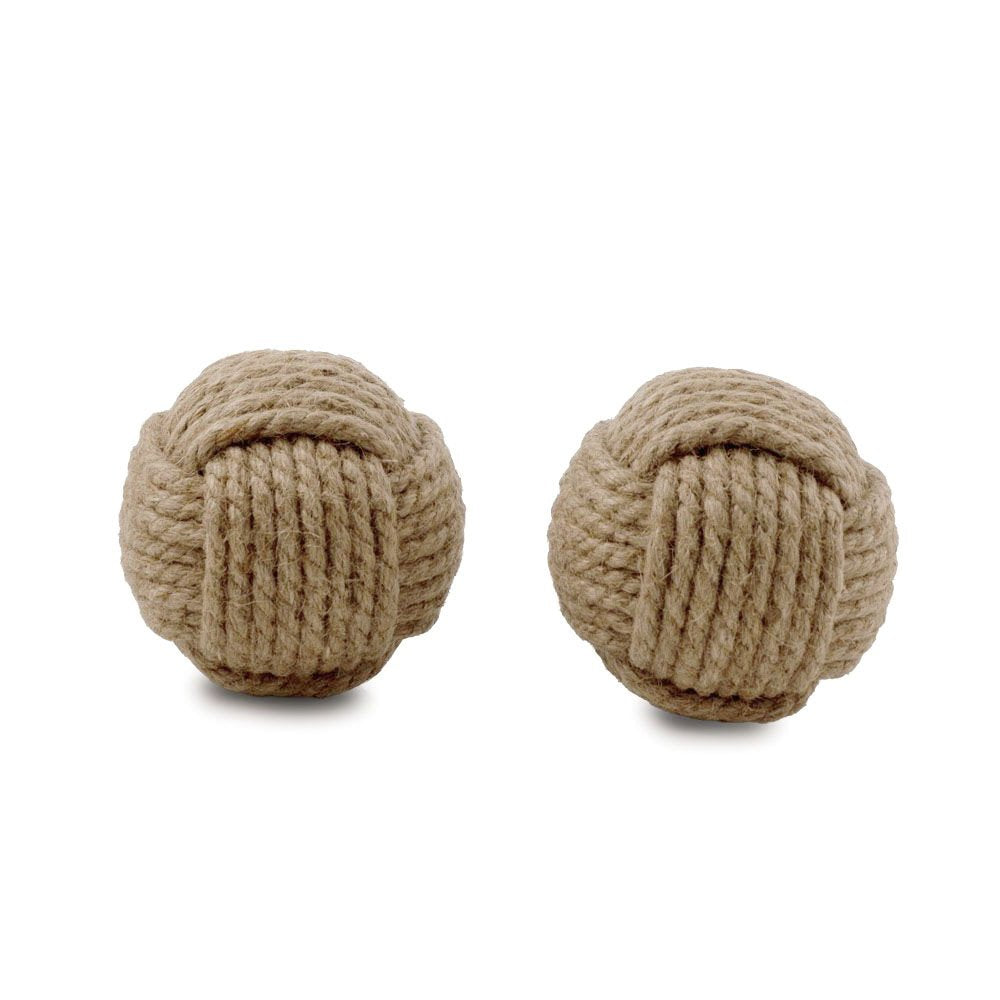 Set of Two Natural Jute Decorative Orb Tabletop Sculpture HomeRoots