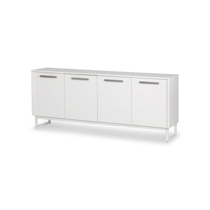 75" White Wood Console Accent Cabinet With Four Doors HomeRoots
