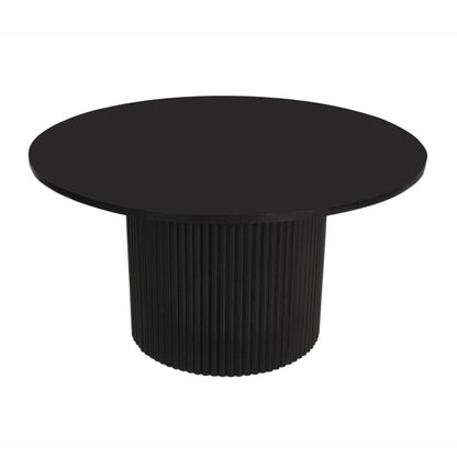 36" Black Solid Wood Round Pedestal Coffee Table HomeRoots