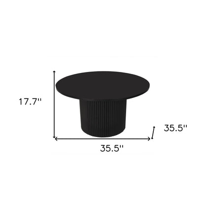 36" Black Solid Wood Round Pedestal Coffee Table HomeRoots