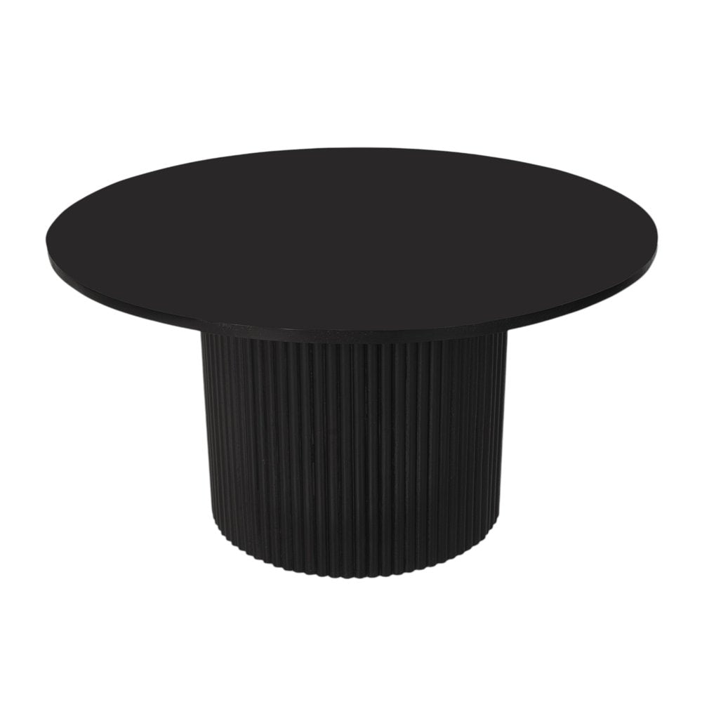 36" Black Solid Wood Round Pedestal Coffee Table HomeRoots