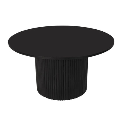 36" Black Solid Wood Round Pedestal Coffee Table HomeRoots