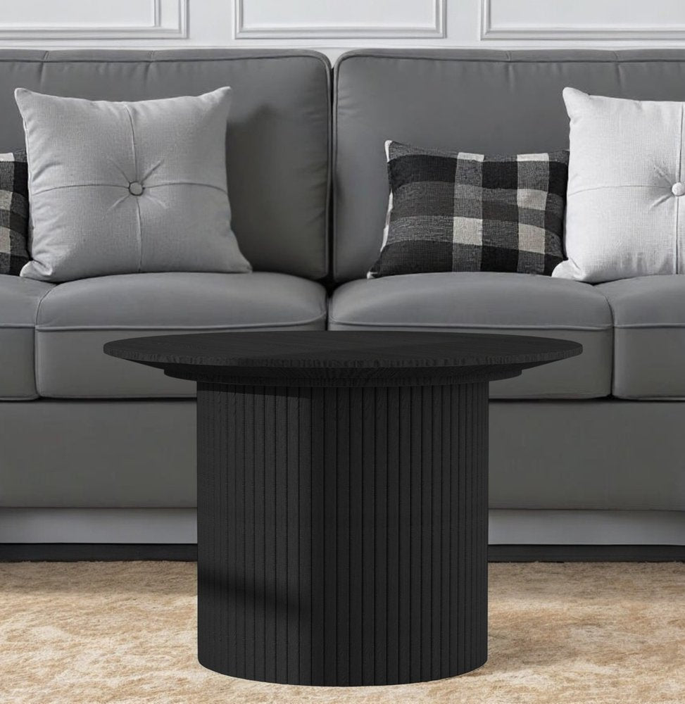 24" Black Wood Round Pedestal Coffee Table HomeRoots