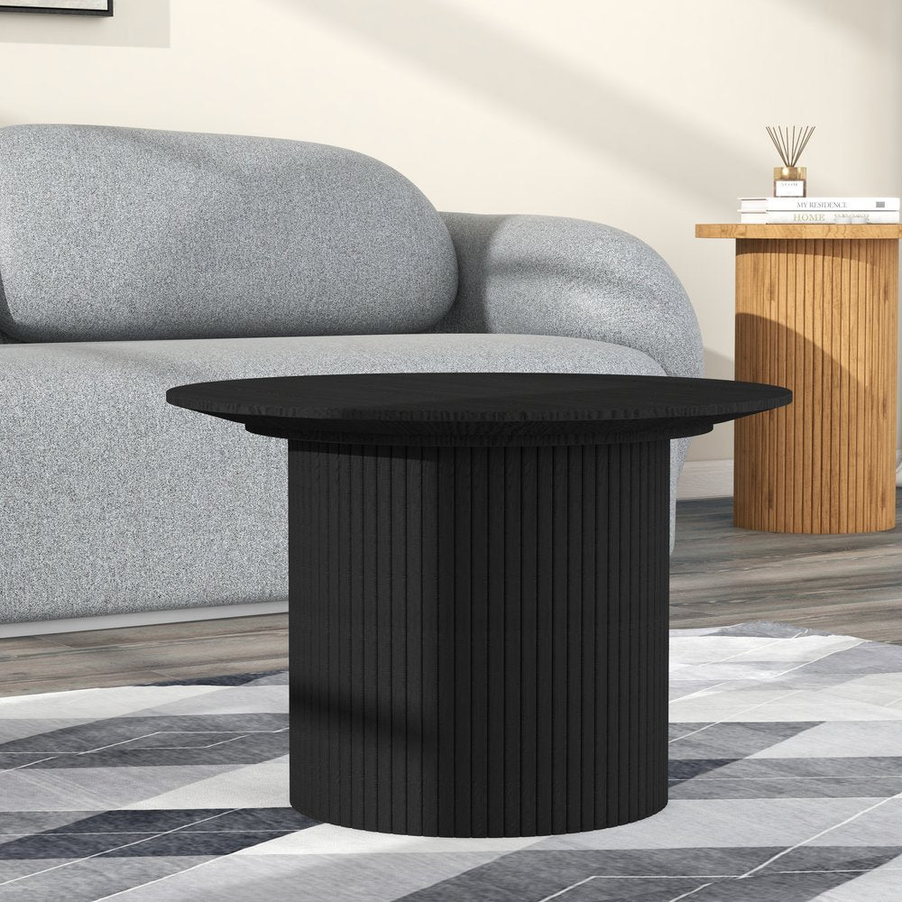 24" Black Wood Round Pedestal Coffee Table HomeRoots