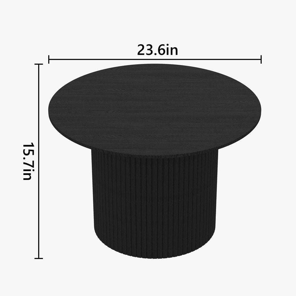 24" Black Wood Round Pedestal Coffee Table HomeRoots