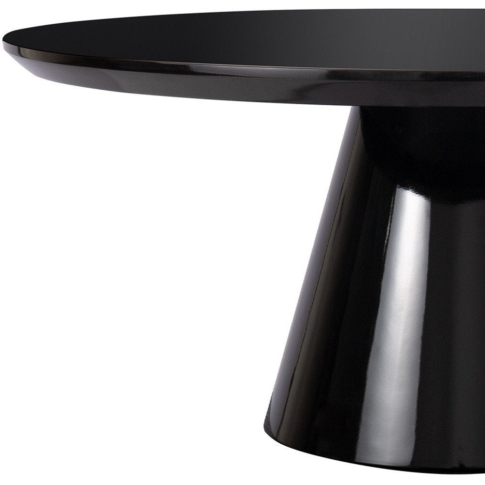 35" Black Wood Round Pedestal Coffee Table — view 7