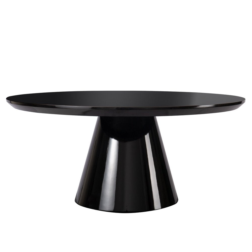 35" Black Wood Round Pedestal Coffee Table HomeRoots
