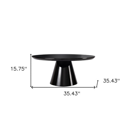 35" Black Wood Round Pedestal Coffee Table HomeRoots