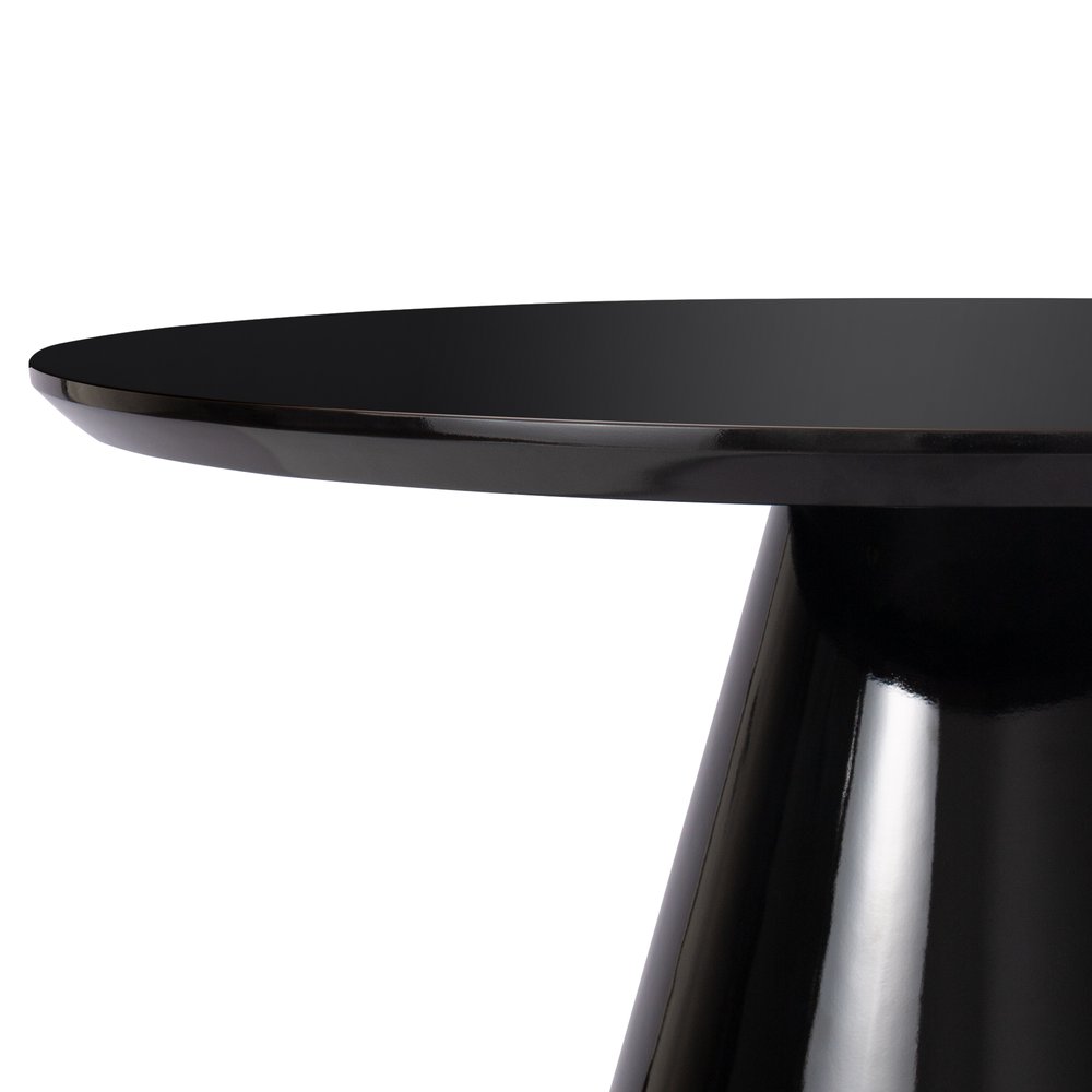 35" Black Wood Round Pedestal Coffee Table — view 2