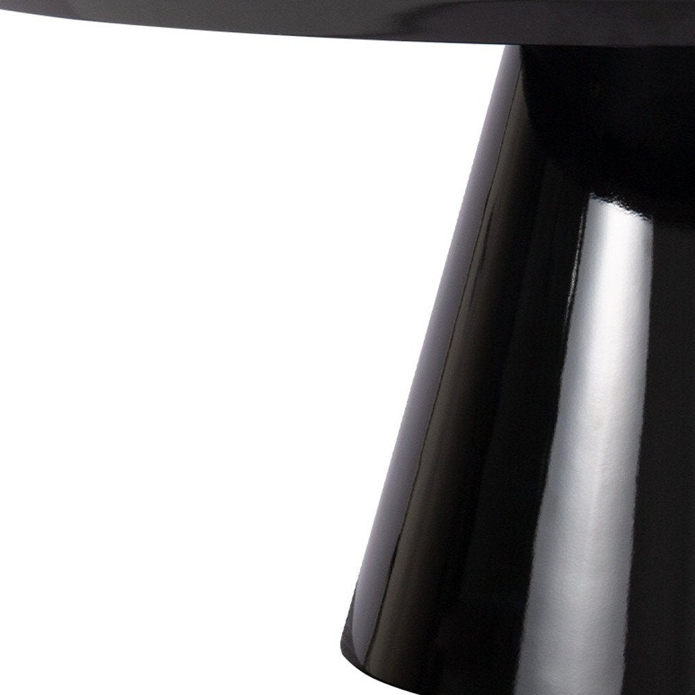 35" Black Wood Round Pedestal Coffee Table HomeRoots
