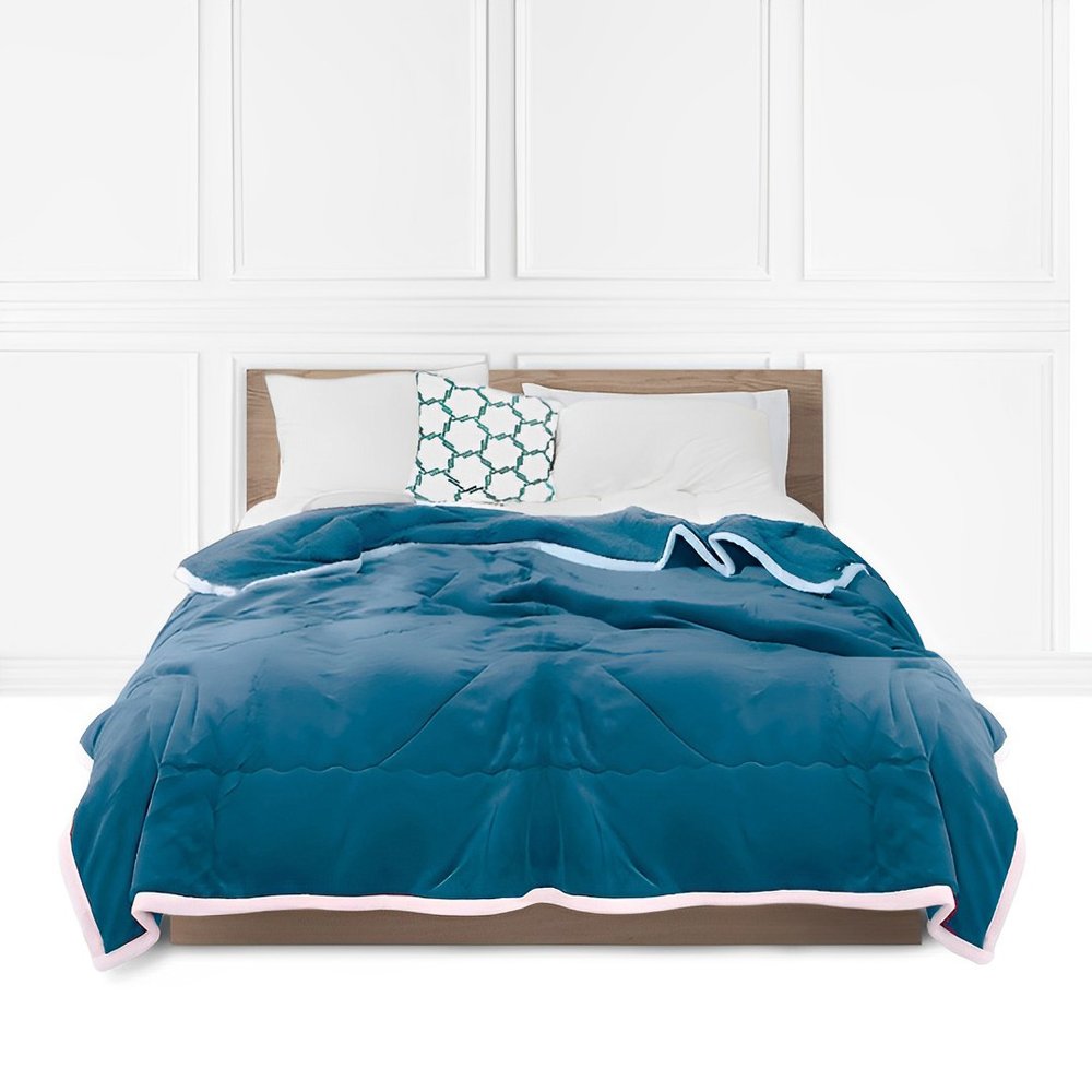 79" X 87" Blue Flannel Throw Blanket — view 1