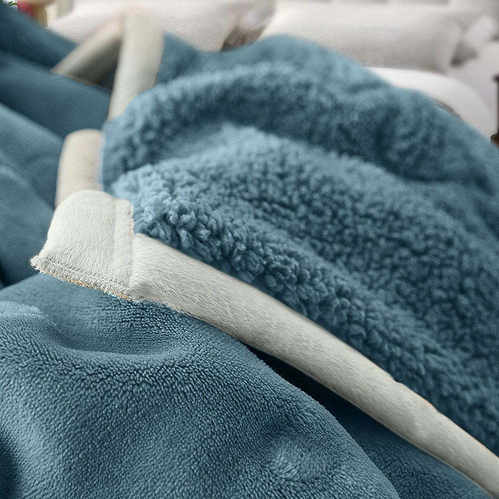 79" X 87" Blue Flannel Throw Blanket — view 2