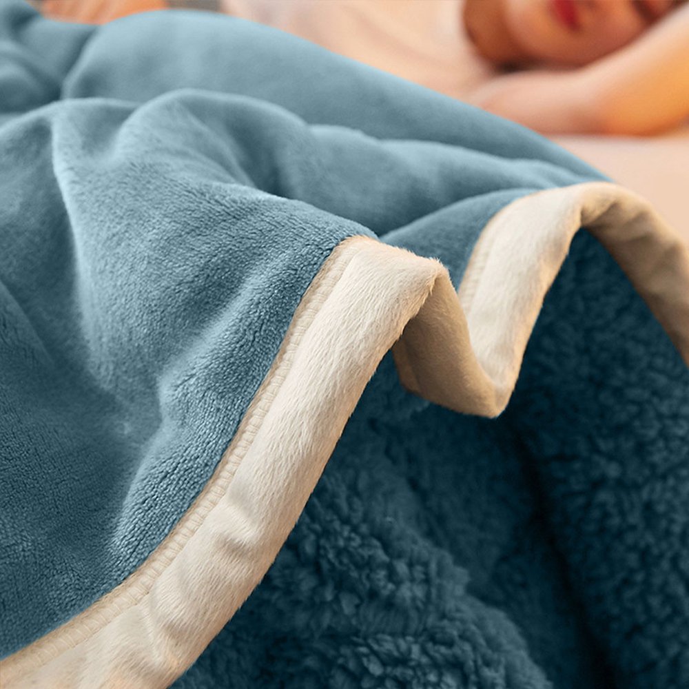 79" X 87" Blue Flannel Throw Blanket — view 3