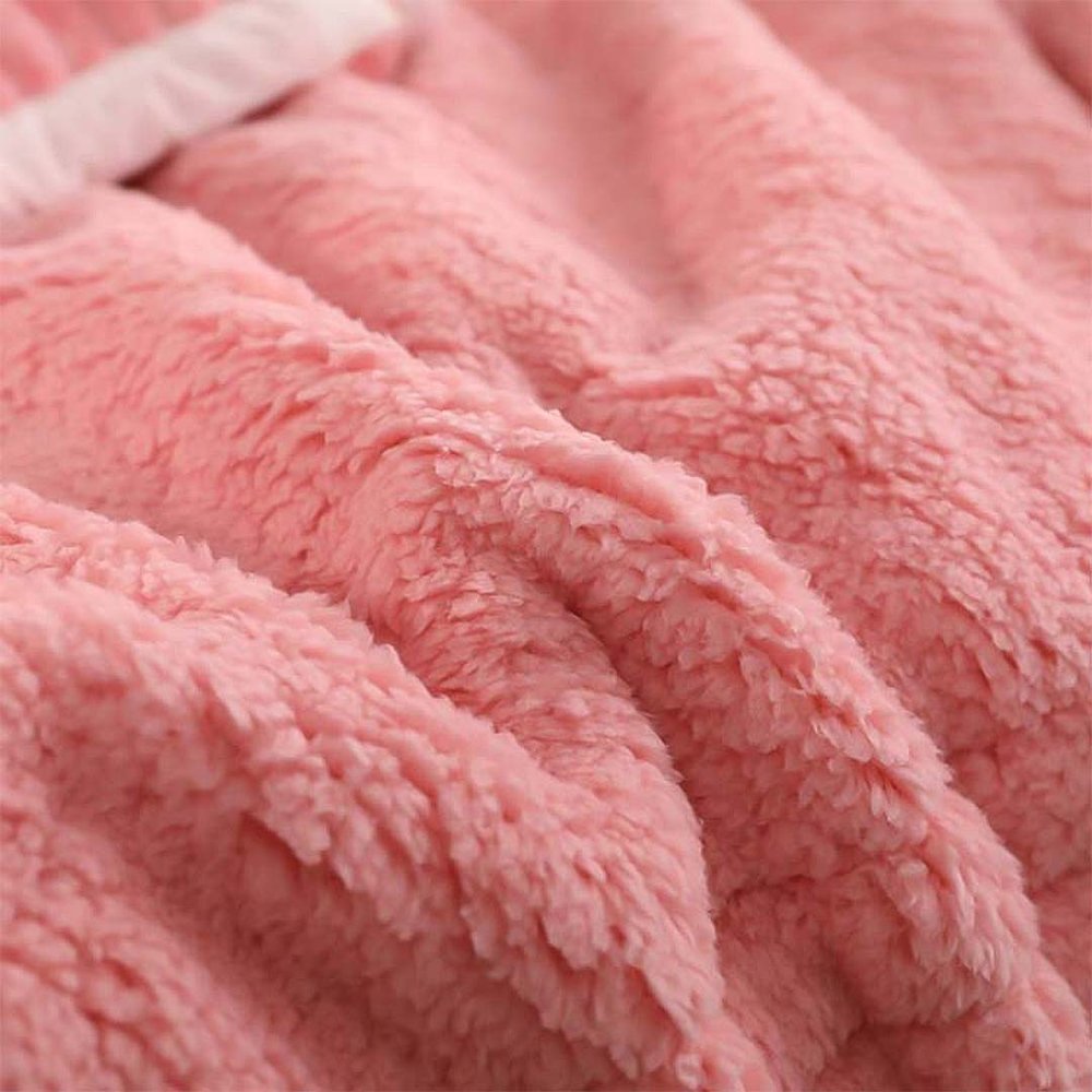 79" X 87" Pink Flannel Knitted Throw Blanket — view 2