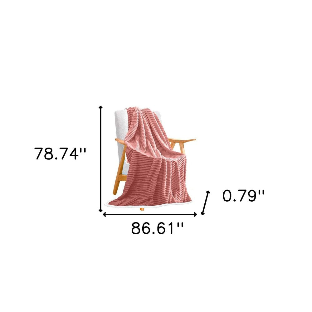 79" X 87" Pink Flannel Knitted Throw Blanket — view 5