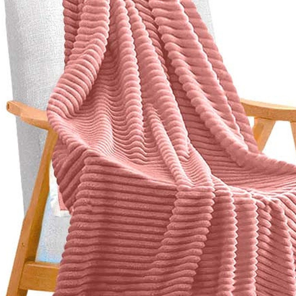 79" X 87" Pink Flannel Knitted Throw Blanket — view 6