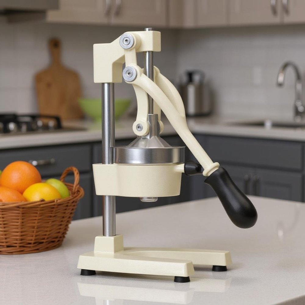 7" White Black And Silver Stainless Steel Manual Juicer — view 8
