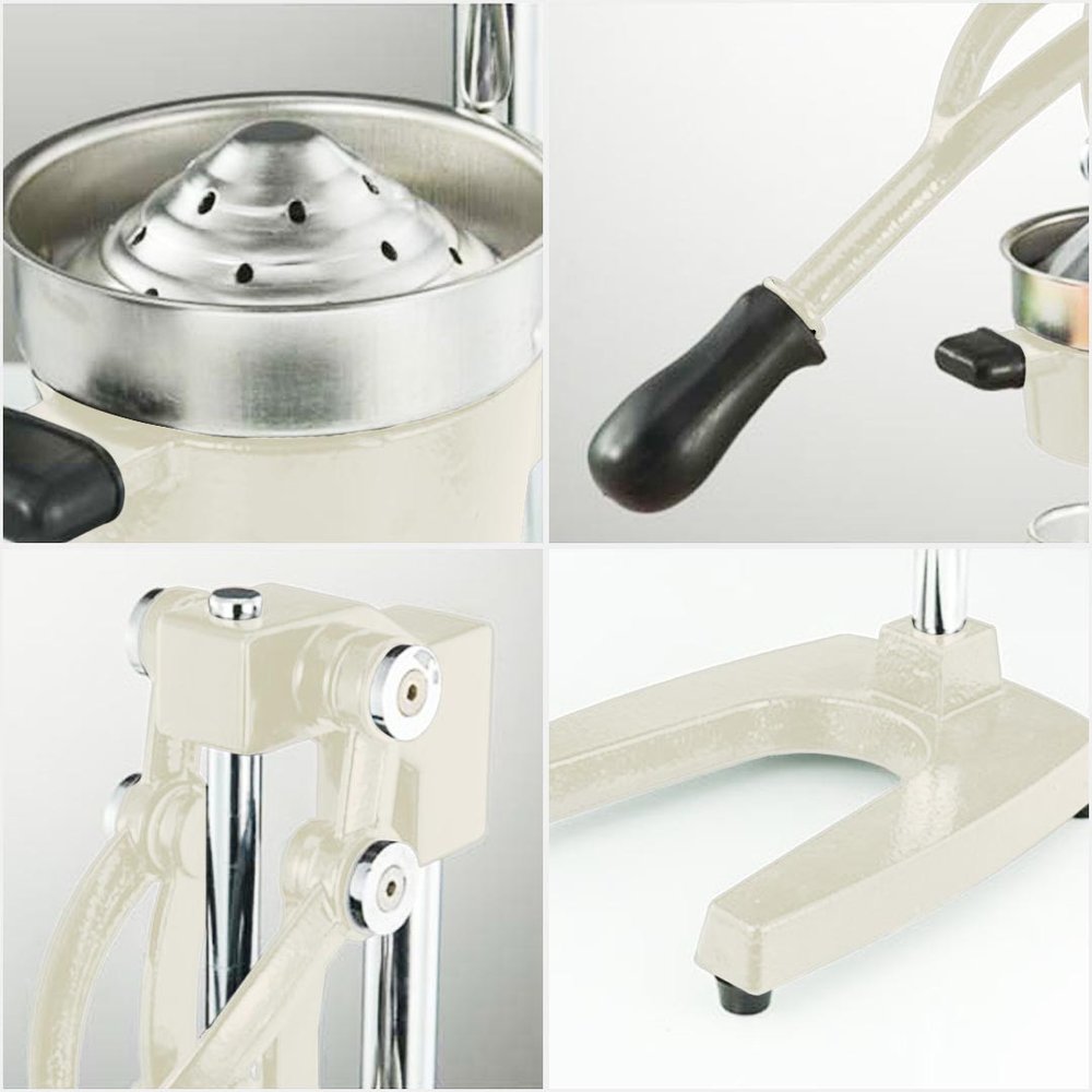7" White Black And Silver Stainless Steel Manual Juicer — view 4