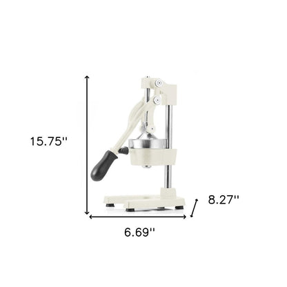 7" White Black And Silver Stainless Steel Manual Juicer