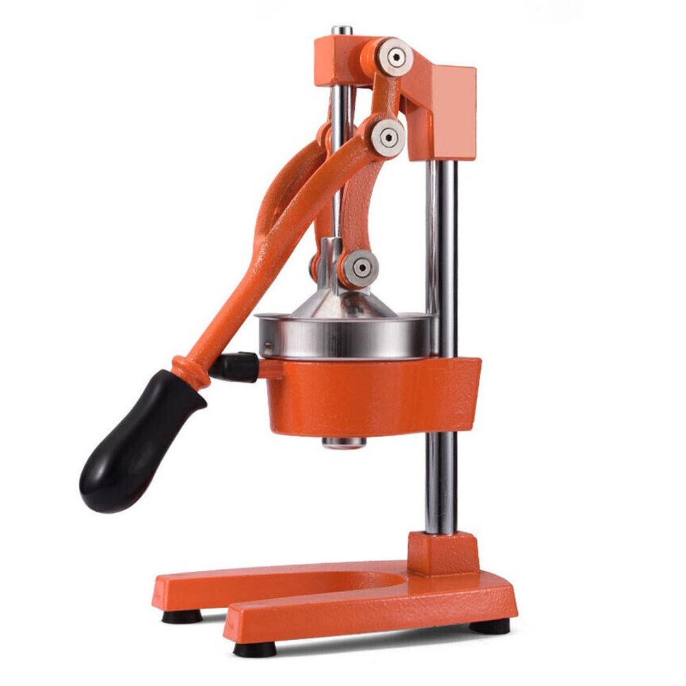 7" Orange Cast Iron Manual Juicer — view 1