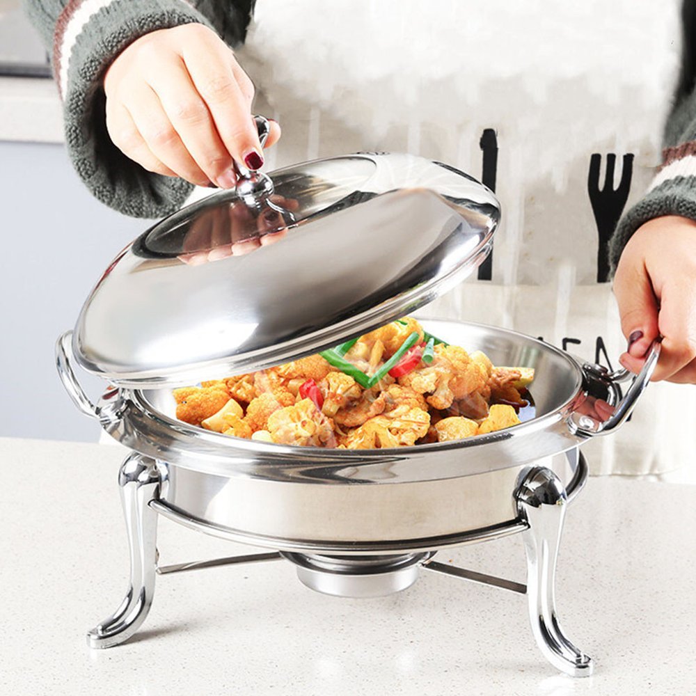 11" Silver Stainless Steel Chafing Dish With Stand — view 4