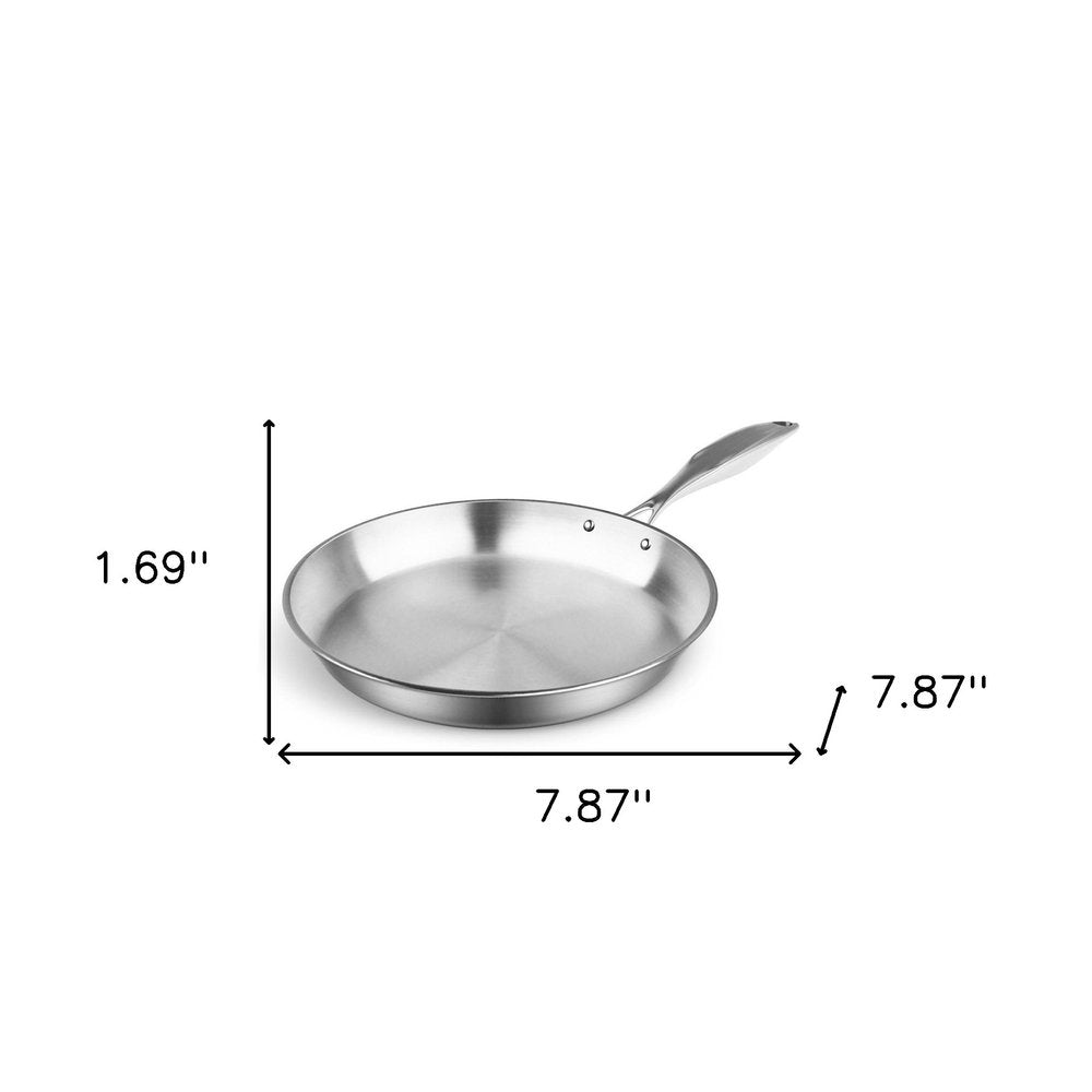 8" Silver Stainless Steel Frying Pan — view 7