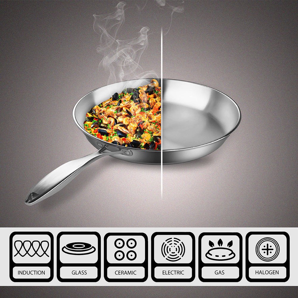 8" Silver Stainless Steel Frying Pan