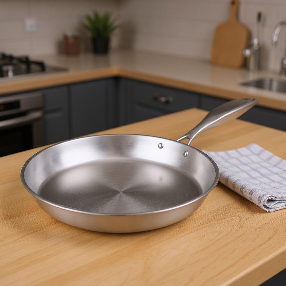 9" Silver Stainless Steel Frying Pan — view 12