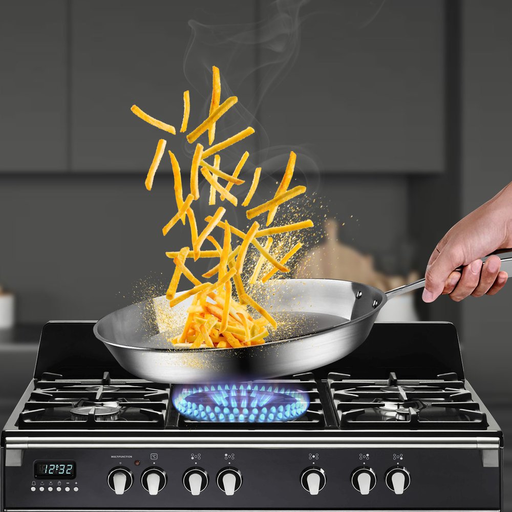 9" Silver Stainless Steel Frying Pan — view 3