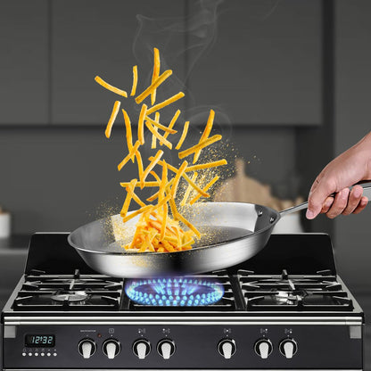 9" Silver Stainless Steel Frying Pan