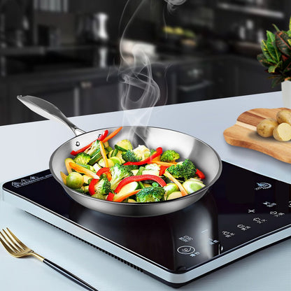 9" Silver Stainless Steel Frying Pan