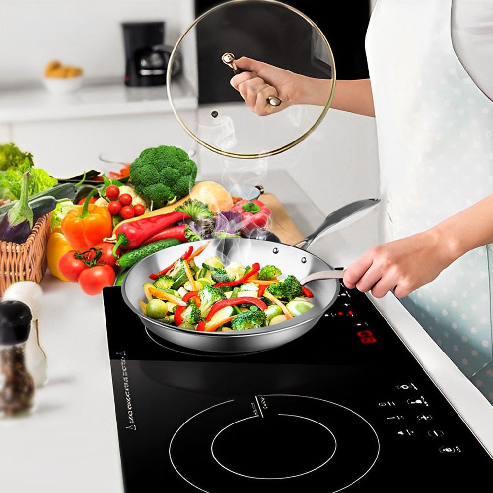 9" Silver Stainless Steel Frying Pan — view 5