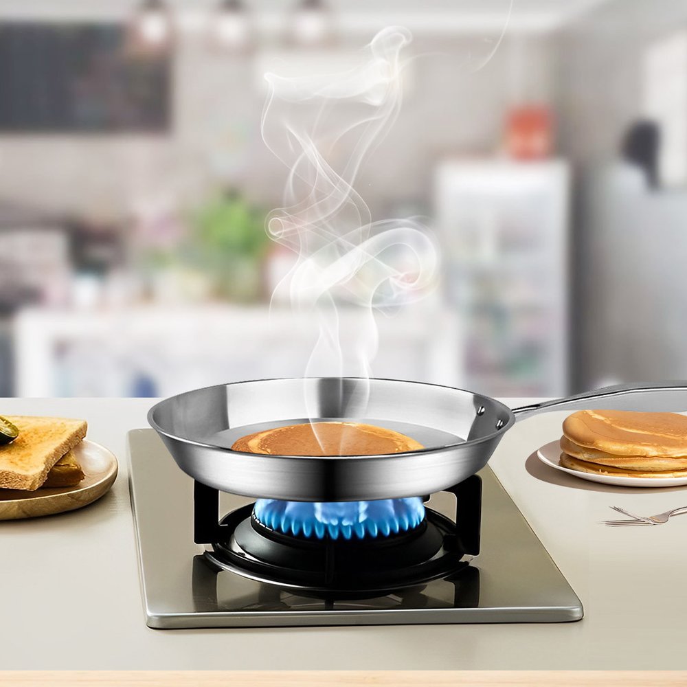 9" Silver Stainless Steel Frying Pan