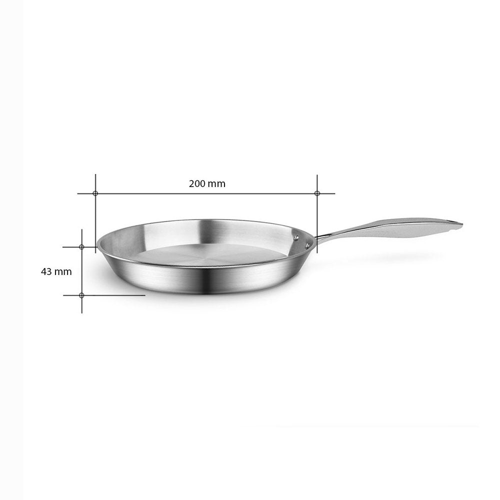 9" Silver Stainless Steel Frying Pan — view 7