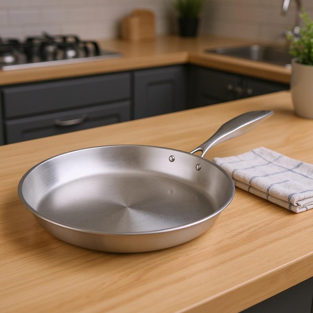 10" Silver Stainless Steel Frying Pan — view 8