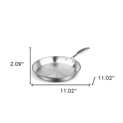 11" Silver Stainless Steel Frying Pan