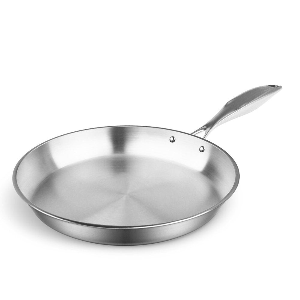 11" Silver Stainless Steel Frying Pan — view 1