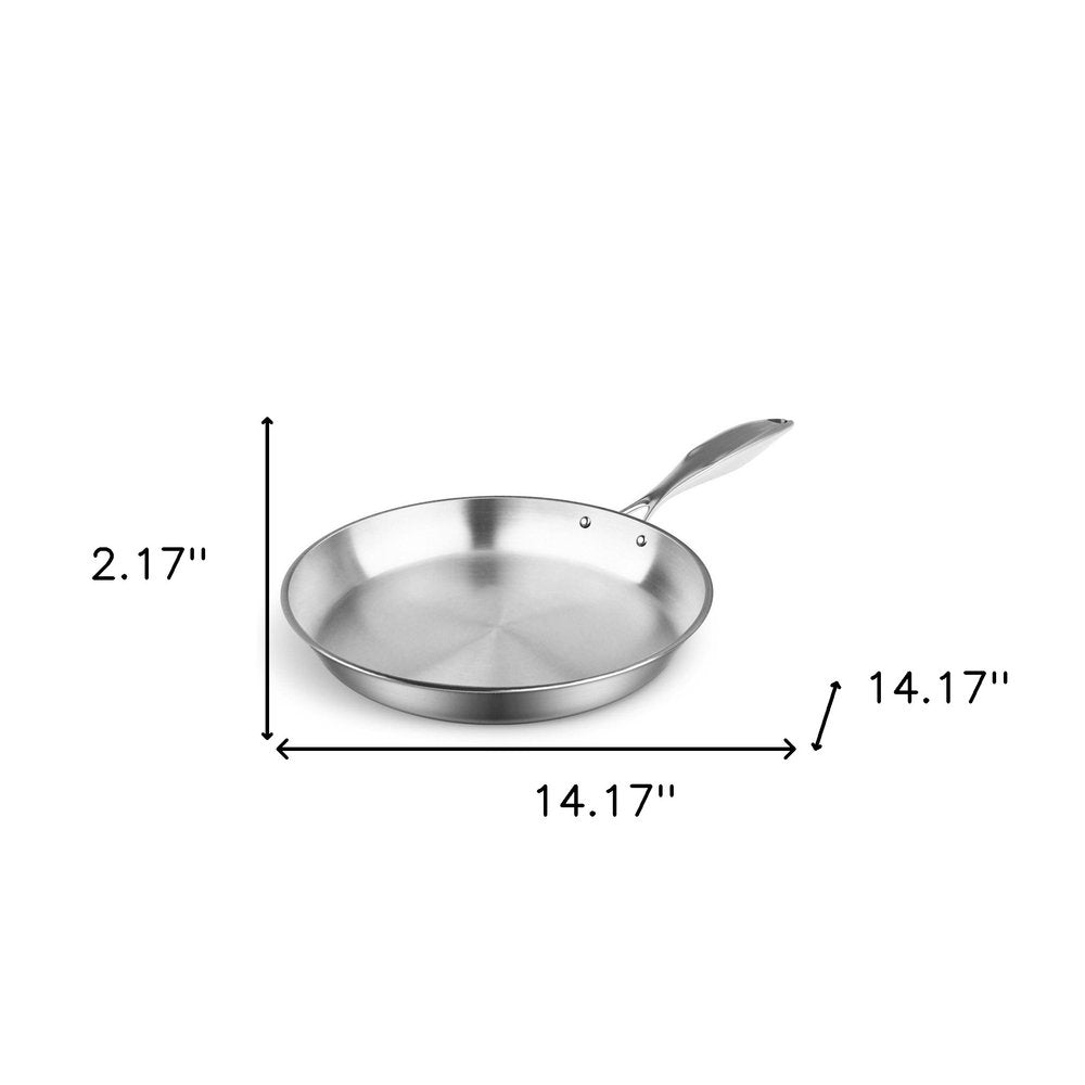 14" Silver Stainless Steel Frying Pan — view 10