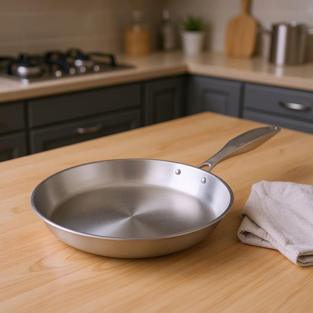 14" Silver Stainless Steel Frying Pan — view 20