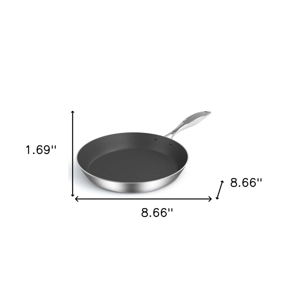 9" Black And Silver Stainless Steel Frying Pan — view 10