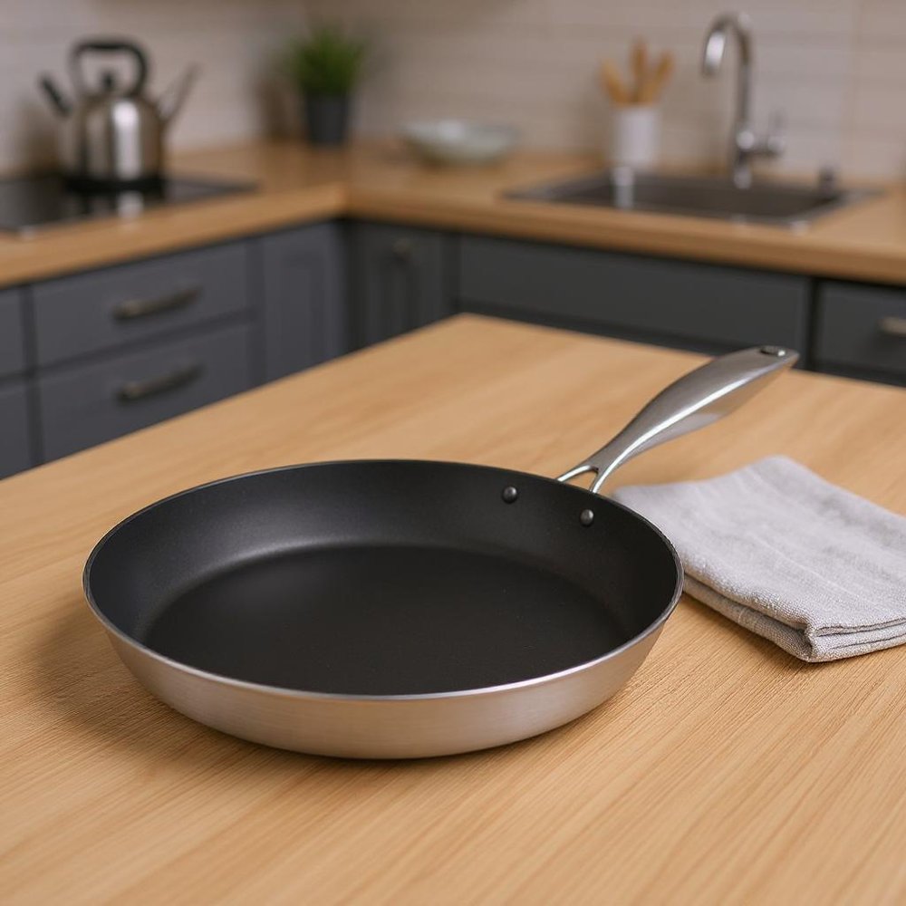 9" Black And Silver Stainless Steel Frying Pan — view 11
