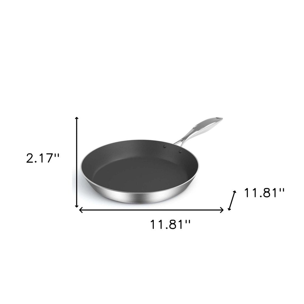 12" Black And Silver Stainless Steel Frying Pan — view 8