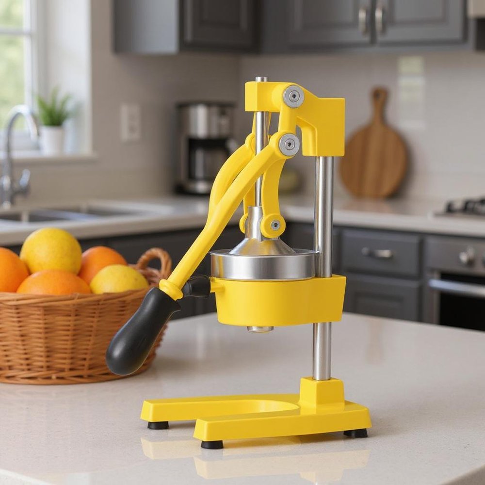 7" Yellow Black And Silver Stainless Steel Manual Juicer — view 8
