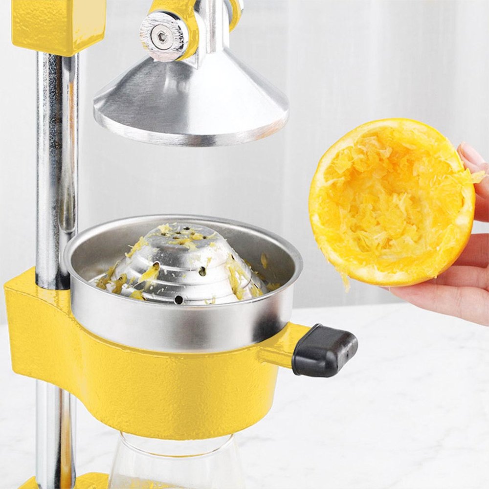 7" Yellow Black And Silver Stainless Steel Manual Juicer — view 3