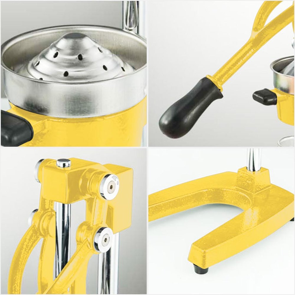7" Yellow Black And Silver Stainless Steel Manual Juicer — view 4