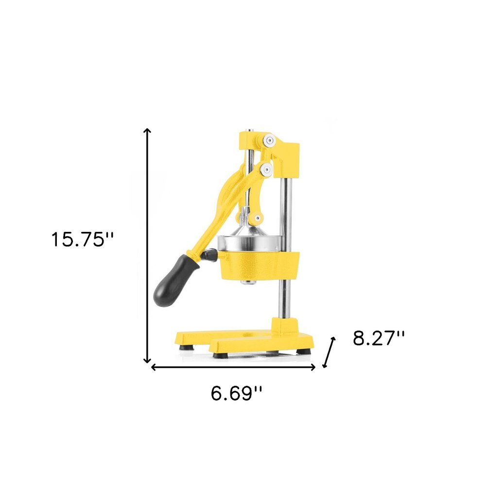 7" Yellow Black And Silver Stainless Steel Manual Juicer — view 7
