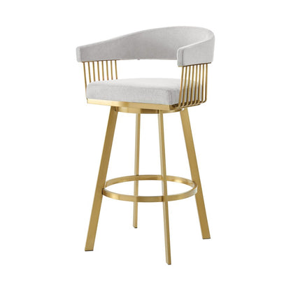 30" Silver And Gold Fabric And Steel Low Back Bar Height Swivel Bar Chair HomeRoots