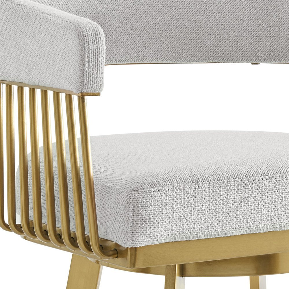 30" Silver And Gold Fabric And Steel Low Back Bar Height Swivel Bar Chair HomeRoots