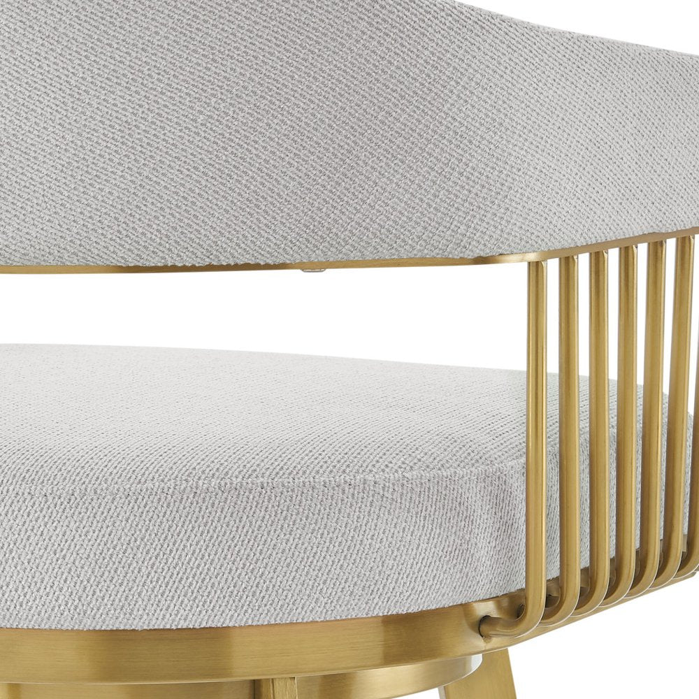 30" Silver And Gold Fabric And Steel Low Back Bar Height Swivel Bar Chair HomeRoots