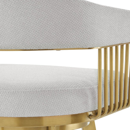 30" Silver And Gold Fabric And Steel Low Back Bar Height Swivel Bar Chair HomeRoots